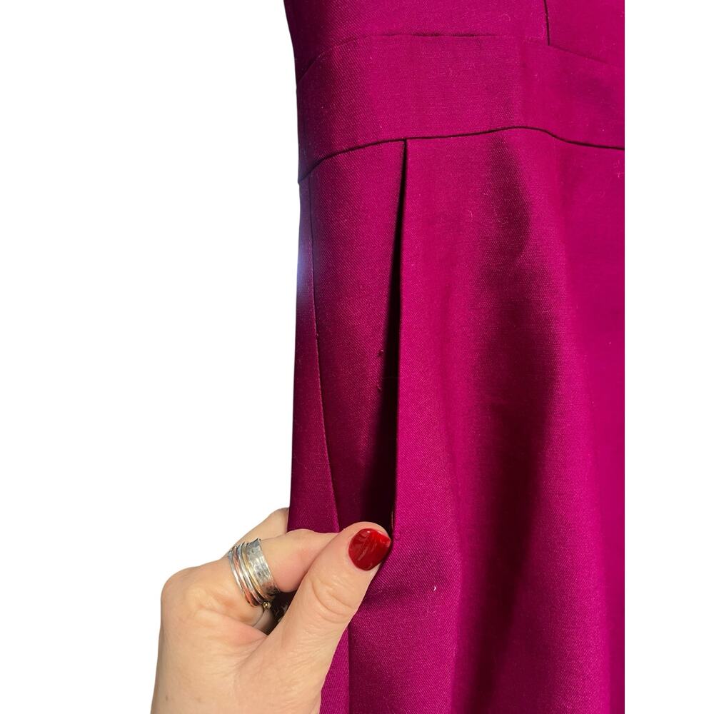 J Crew Split-Neck Wool-Silk Suit Sheath Dress *Pockets* 10T 10 Tall Berry 07470 - Picture 6 of 10